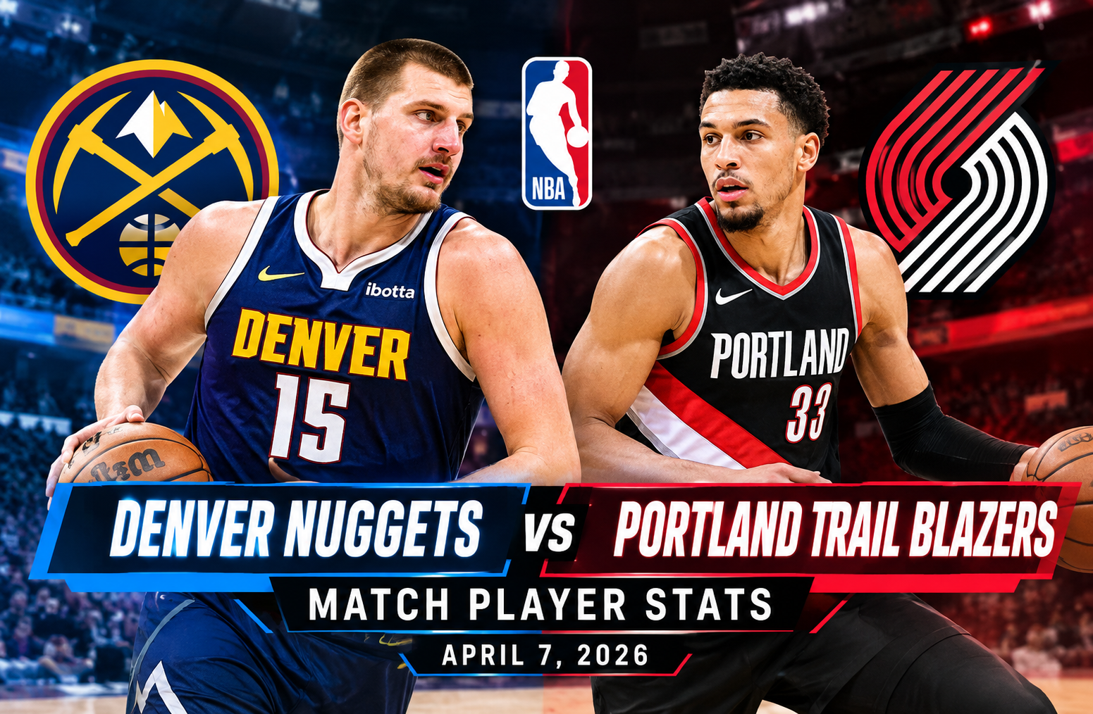 denver nuggets vs portland trail blazers match player stats