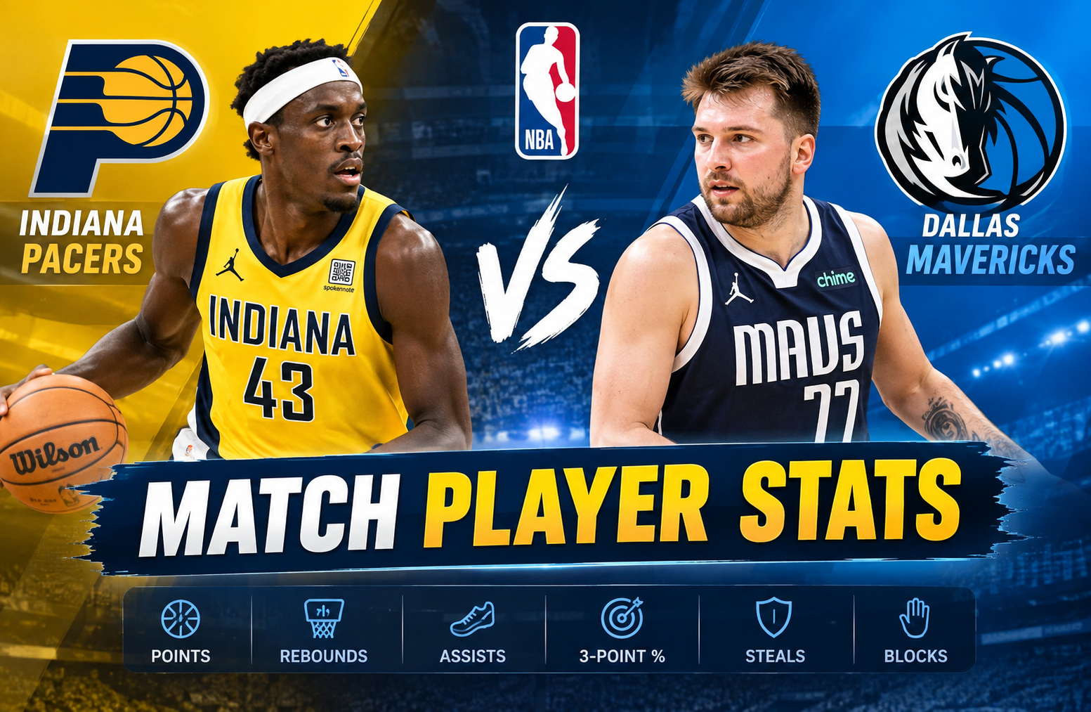 pacers vs dallas mavericks match player stats