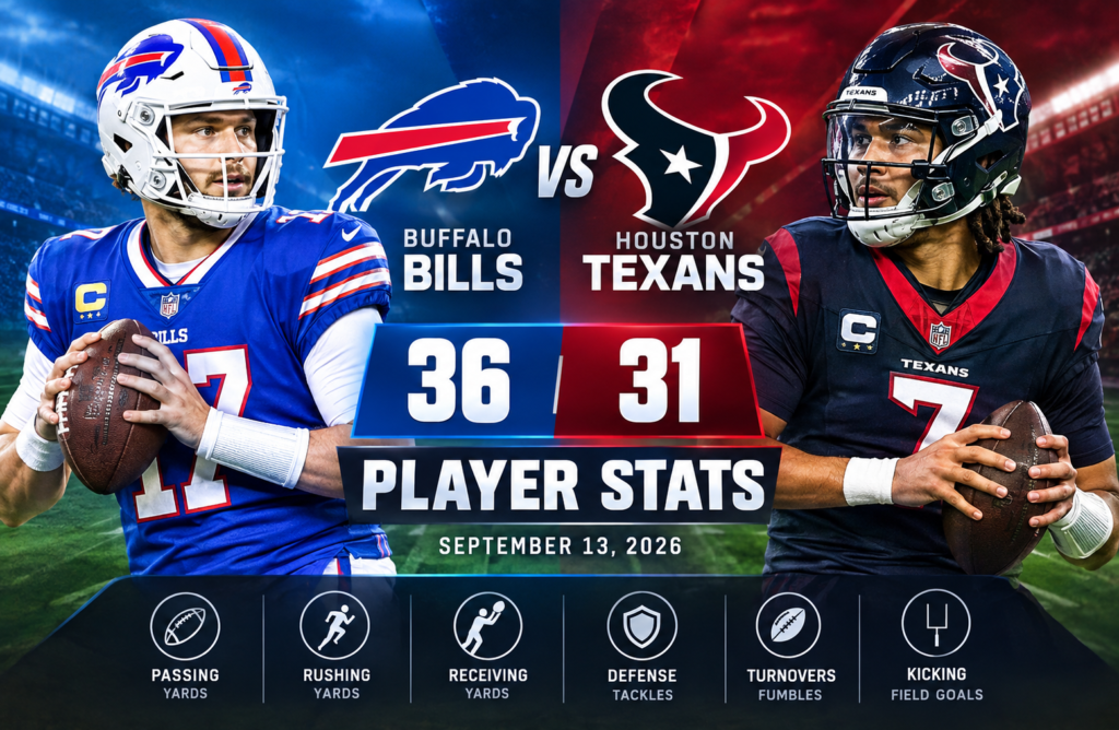buffalo bills vs texans match player stats