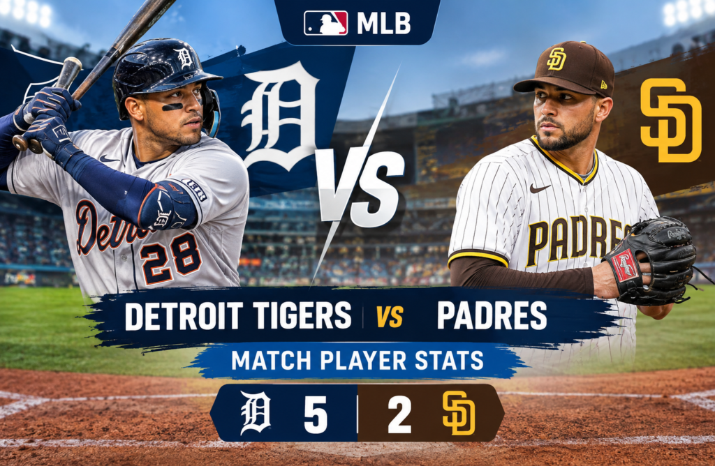 detroit tigers vs padres match player stats