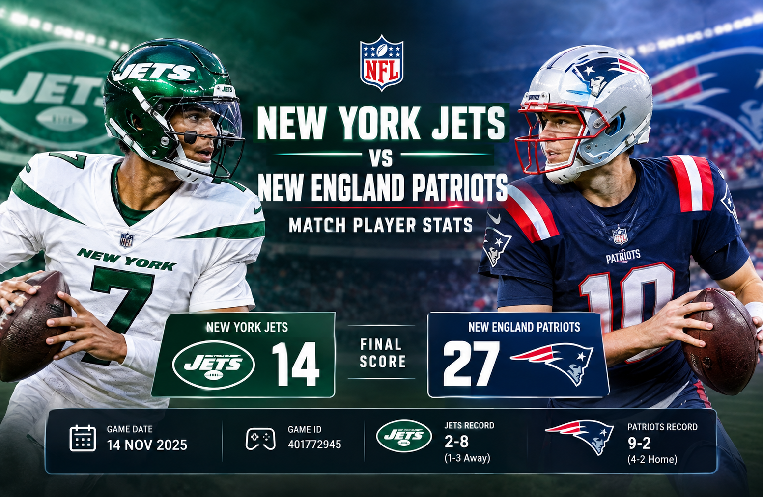 New York Jets vs New England Patriots Match Player Stats