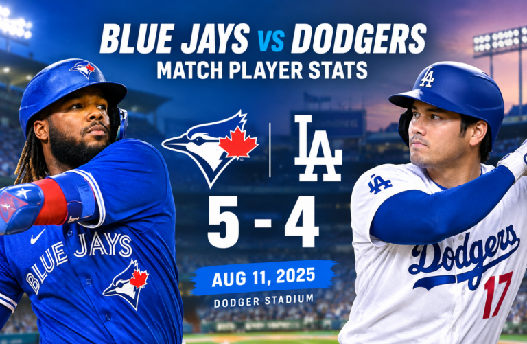 Dodgers vs Toronto Blue Jays Match Player Stats