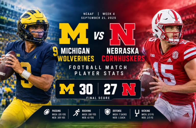 Michigan Wolverines football vs Nebraska Cornhuskers Football Player Stats