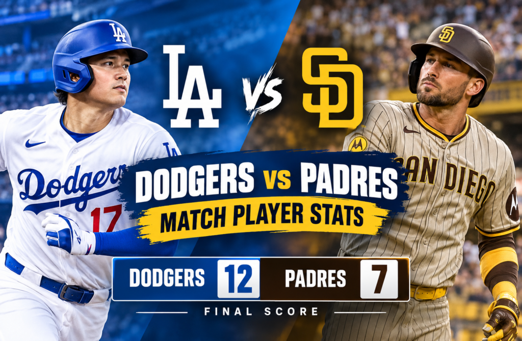 Dodgers vs Padres Match Player Stats