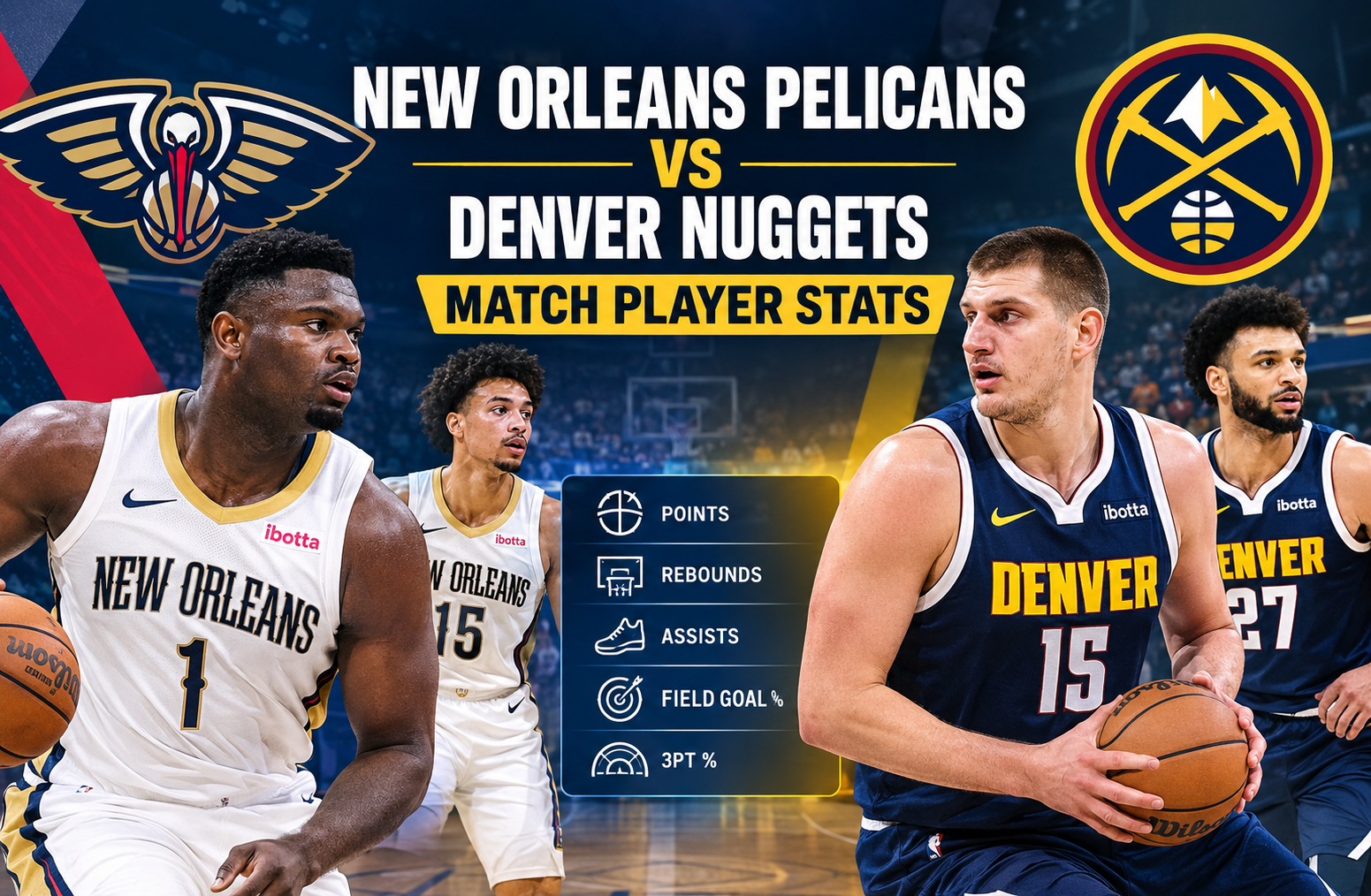 new orleans pelicans vs denver nuggets match player stats