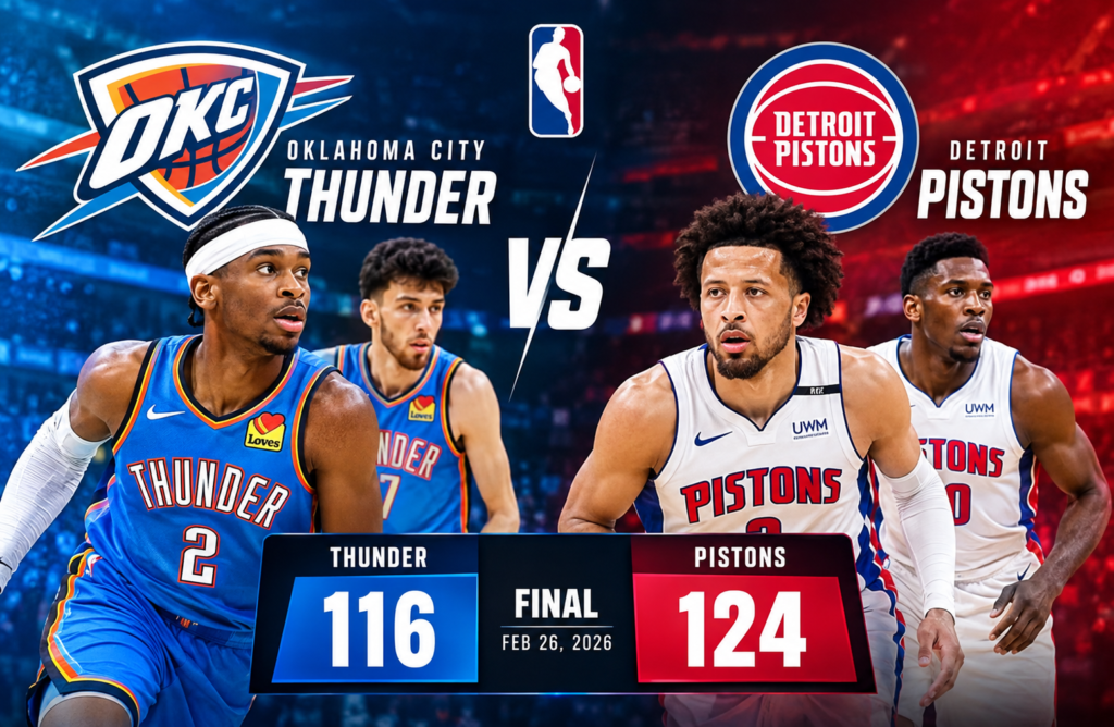 Oklahoma City Thunder vs Detroit Pistons Match Player Stats
