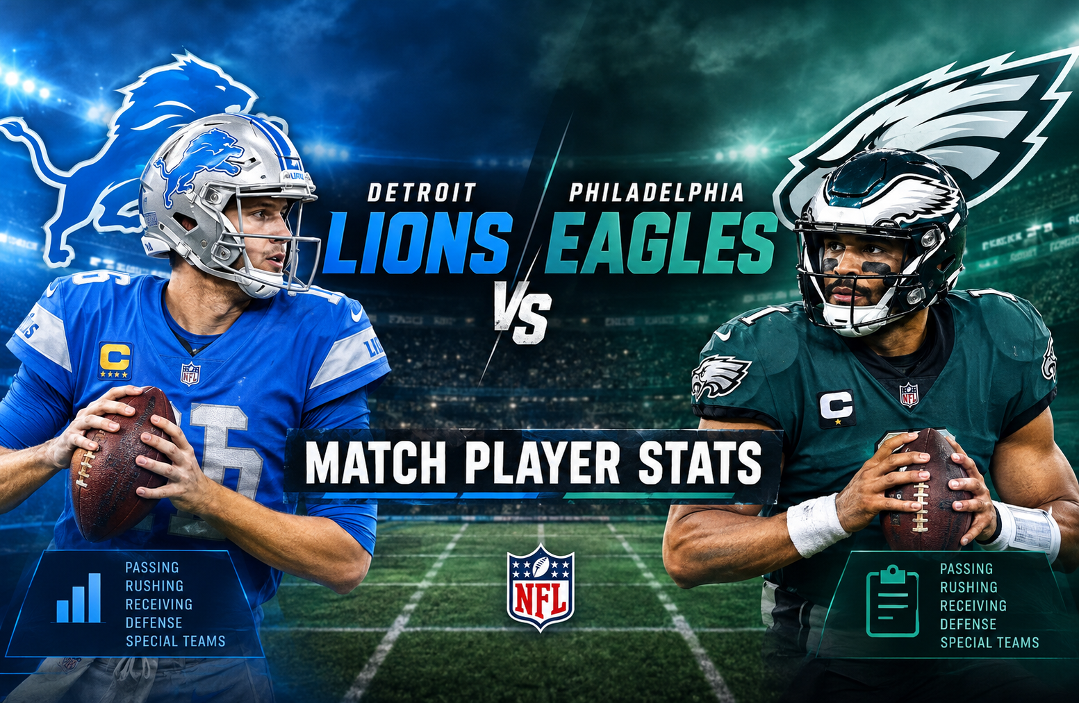 Detroit Lions vs Philadelphia Eagles Match Player Stats