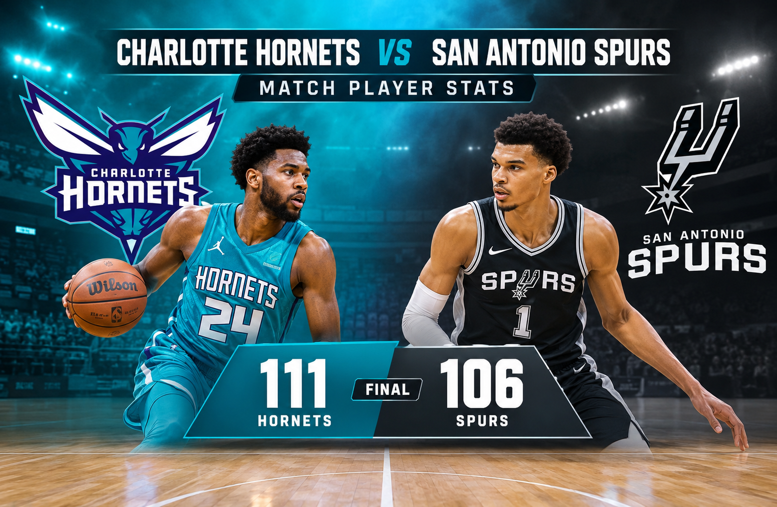 Charlotte Hornets vs San Antonio Spurs Match Player Stats
