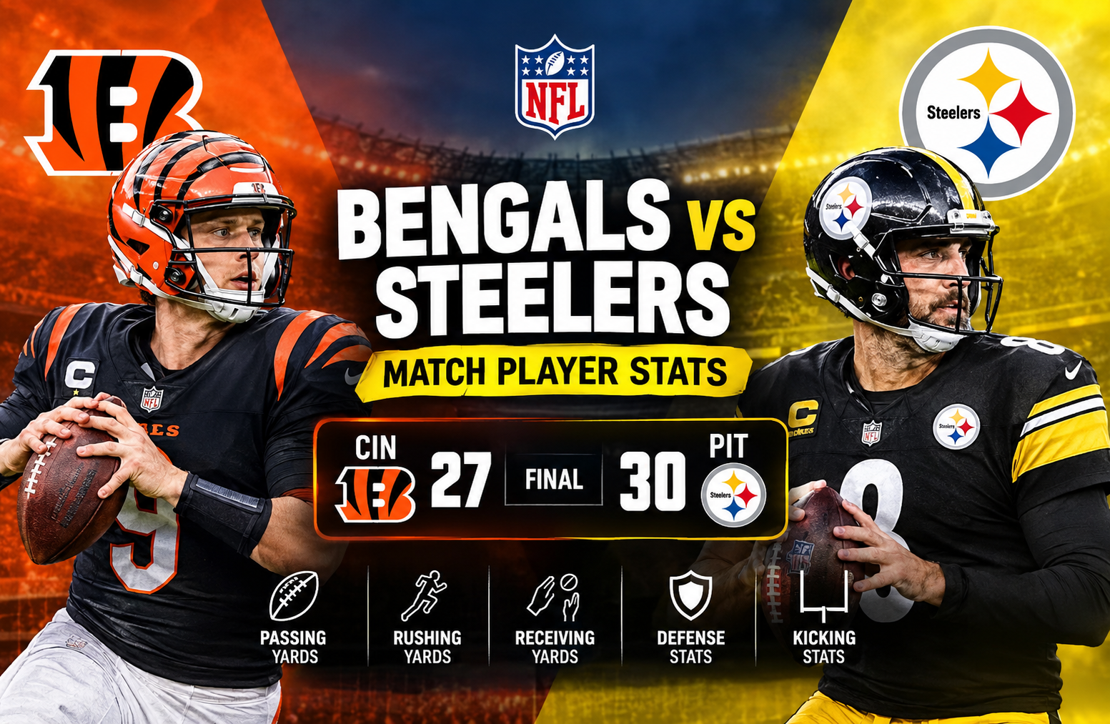 Bengals vs Pittsburgh Steelers Match Player Stats