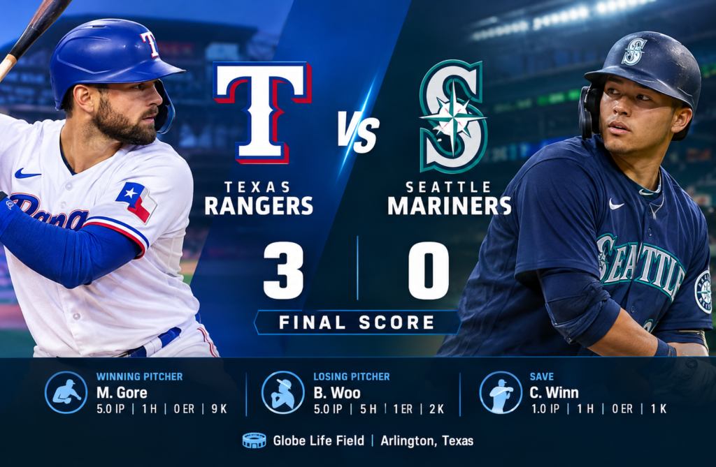 seattle mariners vs texas rangers match player stats